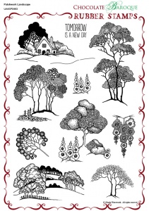 Patchwork Landscape Rubber stamp sheet - A4